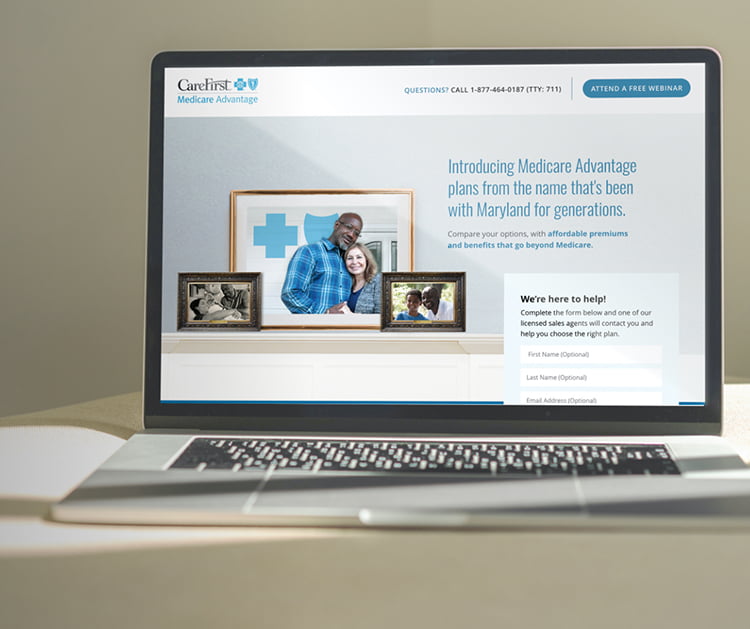 CareFirst landing page on laptop