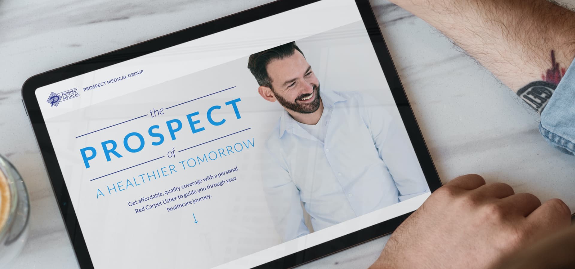 Prospect Medical landing page on tablet