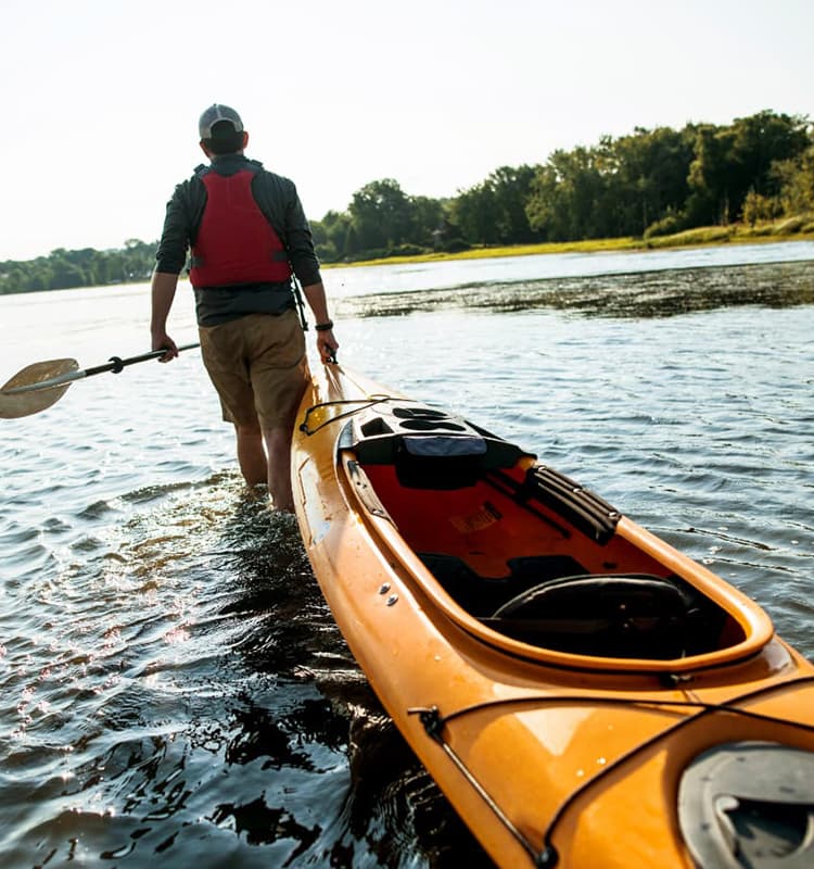 Vermont man with canoe